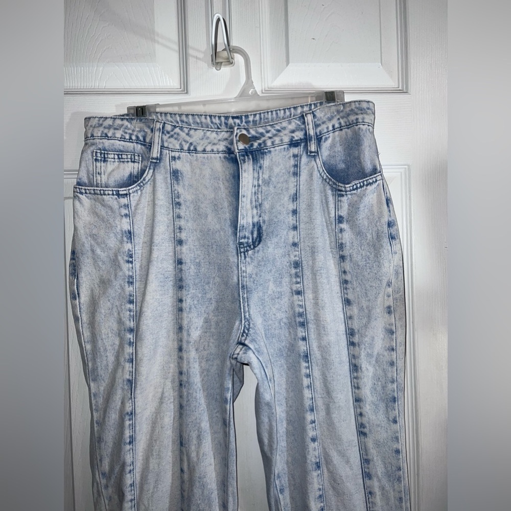 LE LIS Collection Randy Colorblock Straight Leg Jeans Sz L - Picture 4 of 15